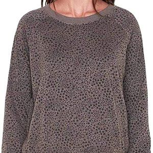 Sundry Taupe & Black Chai Star Fleece Long Sleeve Sweatshirt